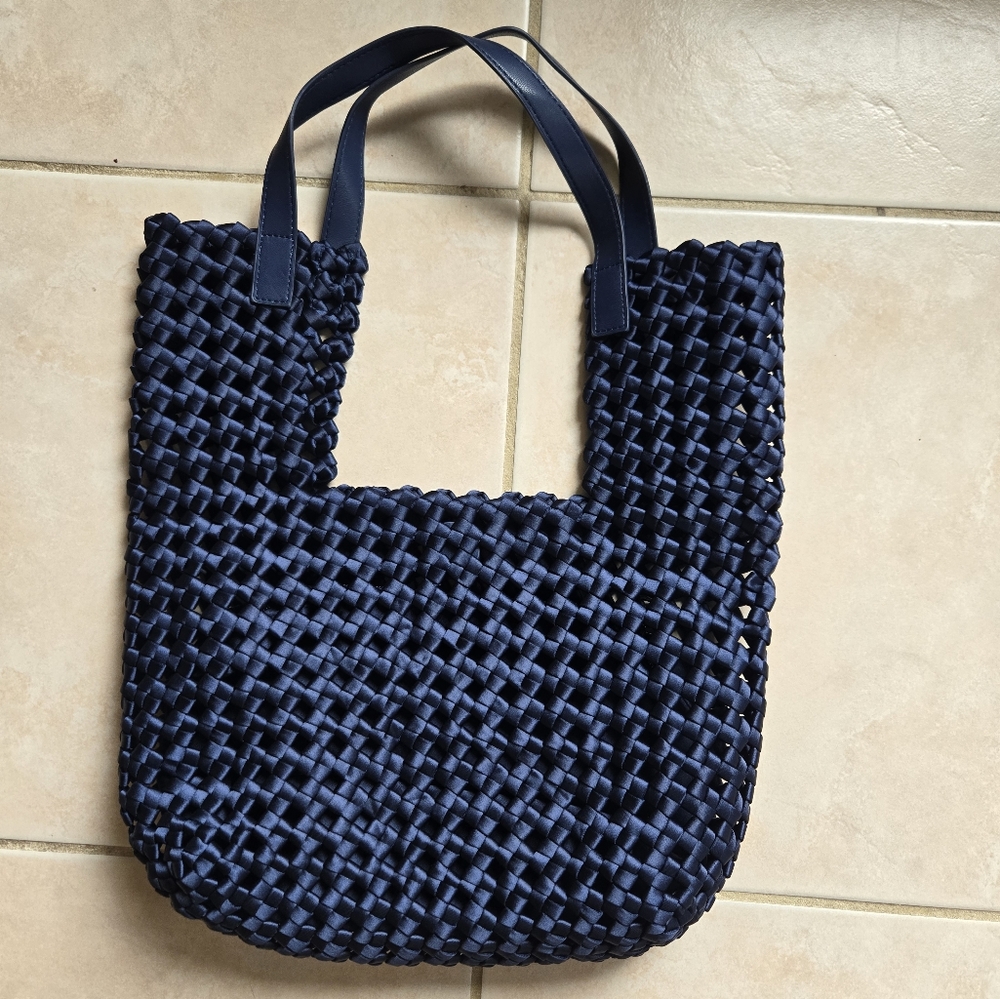 Navy Woven Tote Bag